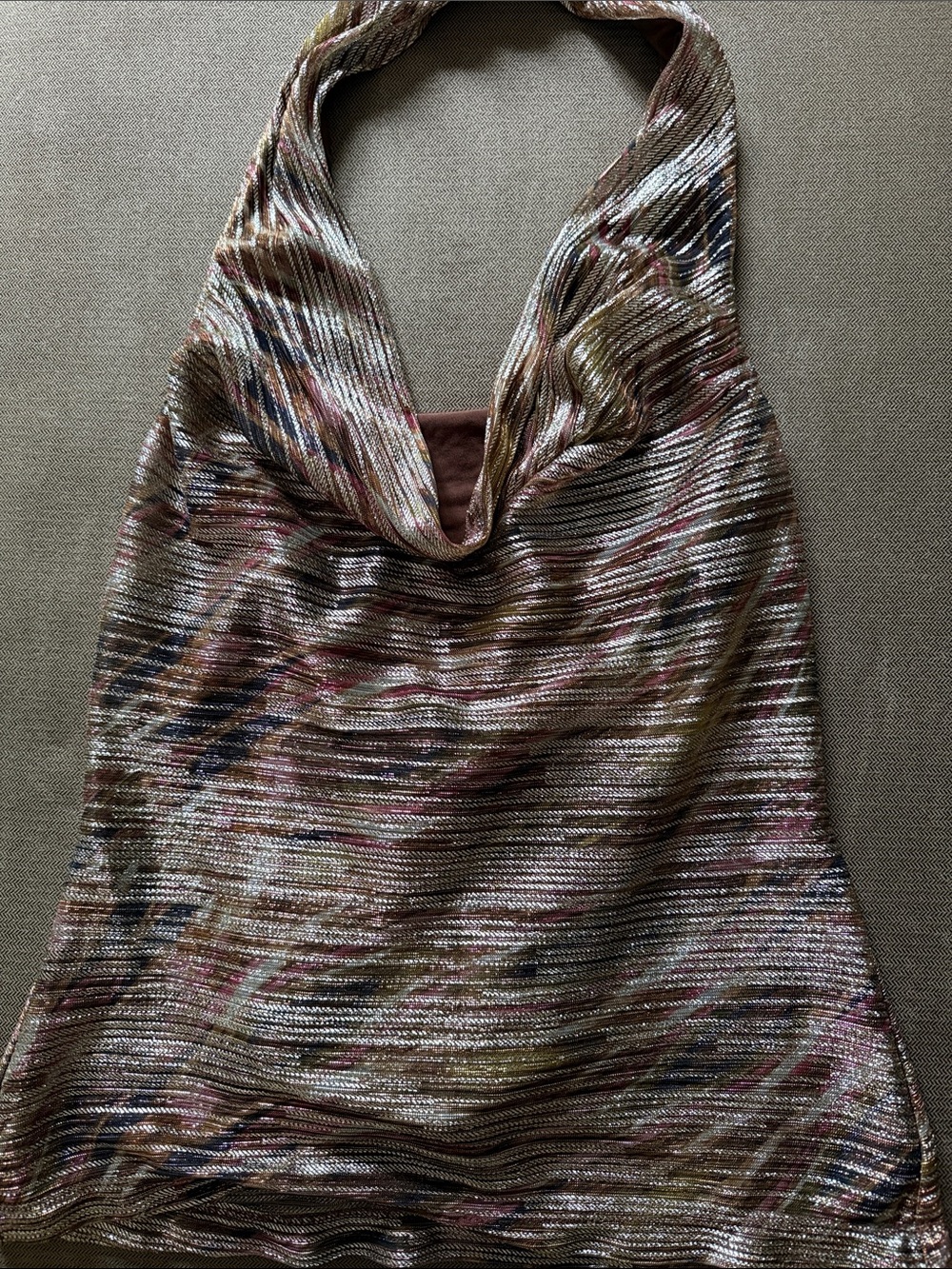 Ramy Brook Multi-Color Tag with Brown Fabric Accent